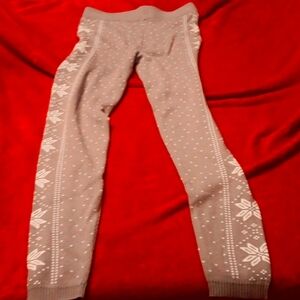 So brand, gray and white snowflake pattern leggings.